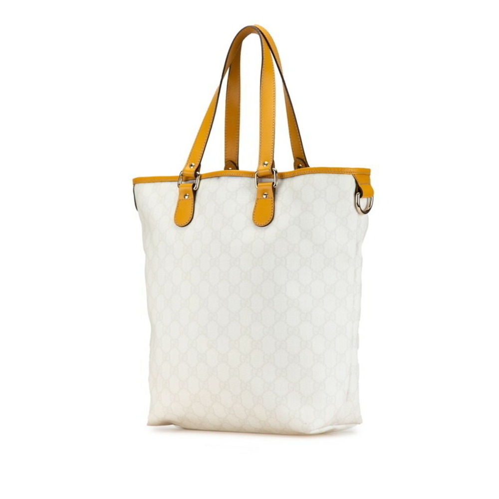 Gucci Tote Leather Plus Bag GG White Supreme Yellow